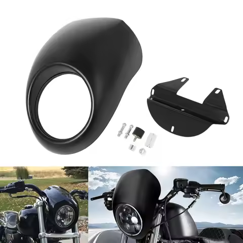 Motorcycle Matte Black Front Headlight Fairing Cover For Harley Davidson Dyna Sportster 883 XL1200 XLCH Front Fork Mount Kit