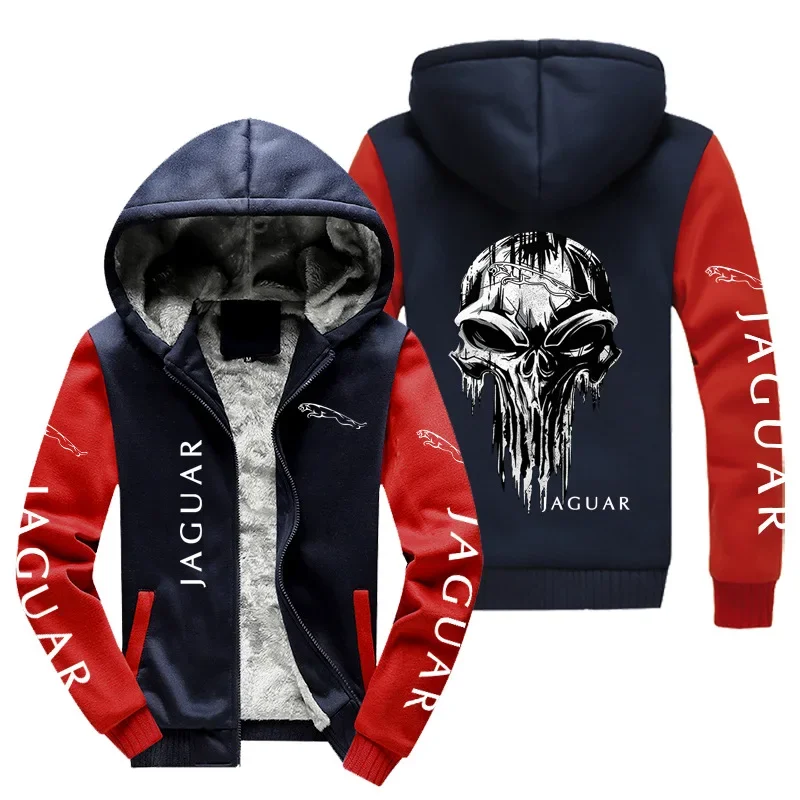 Neue Winter Männer Jaguar Logo Hoodies Mode hochwertige Langarm jacke lässig Reiß verschluss Wolle Liner Fleece Sweatshirts Mantel