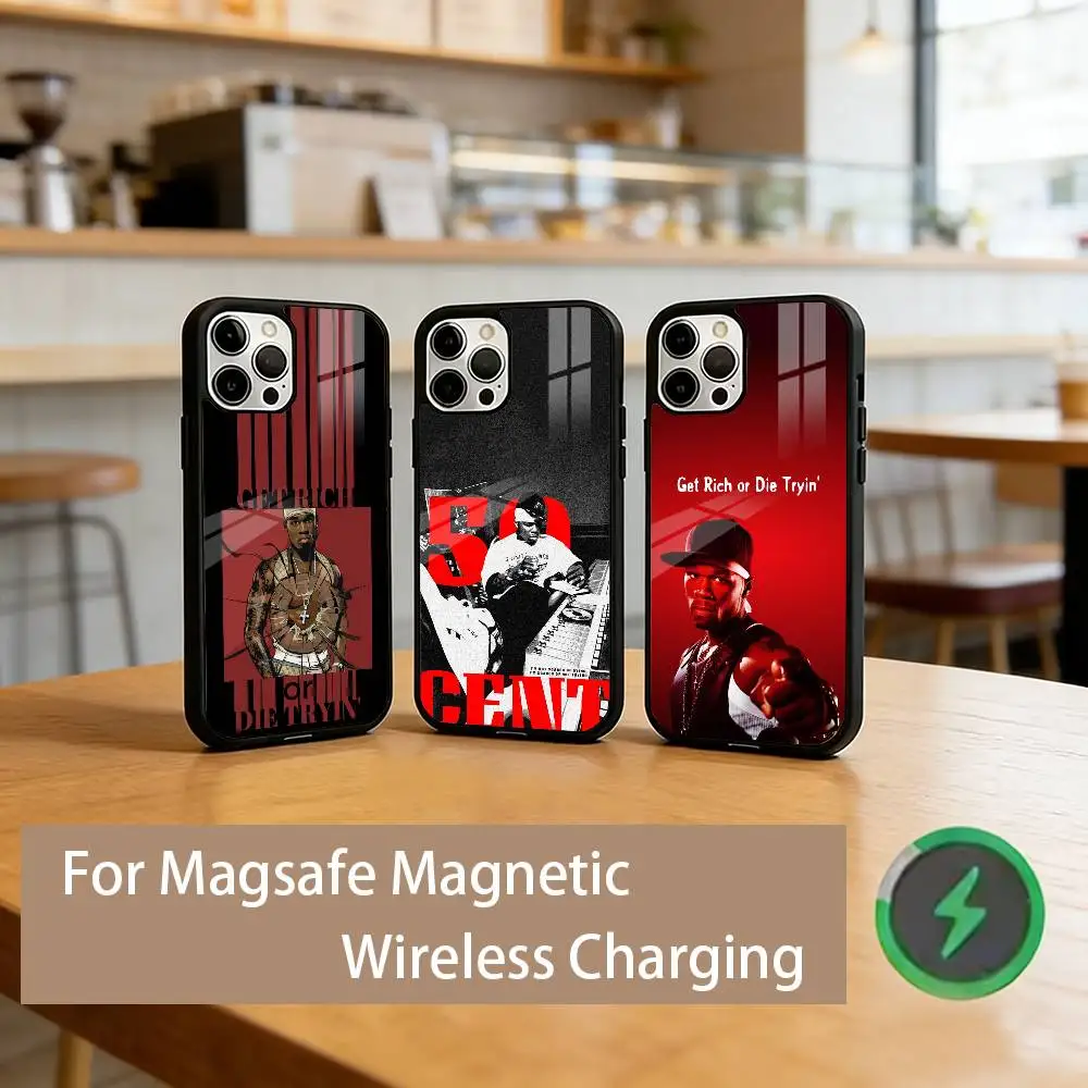 50 Cent Rapper Phone Case For iPhone17,16,15,14,13,12,11 Plus,Pro Magnetic with Magsafe Wireless Charging