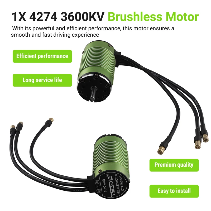 YSIDO 4274 3600KV Brushless Motor For RC ARRMA TRAXXAS EDF Boat 1/8 Car Monster Truck Off Road