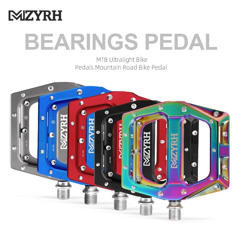 

MZYRH Bicycle Pedals 6 Colors Available Ultralight Aluminum Alloy Rainbow Anti-Skid Bearing Mountain Bike Accessories MTB Pedals