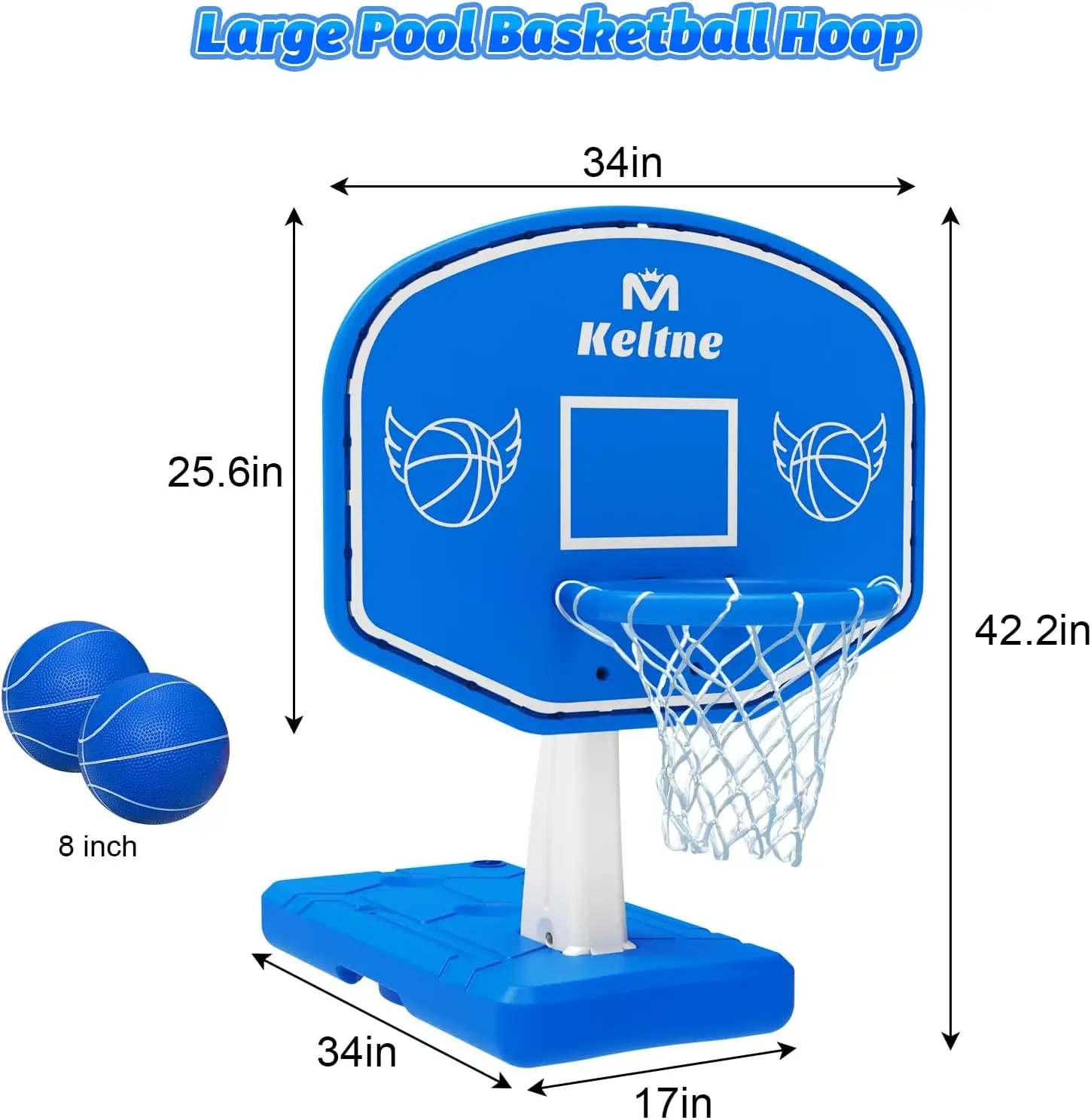Large Swimming Pool Basketball Hoop with Extended Sturdy Base, Perfect for Poolside Basketball Games, Includes 2 Balls and Pump, Fun Water Activity for Kids and Adults, Summer Outdoor Entertainment view 3