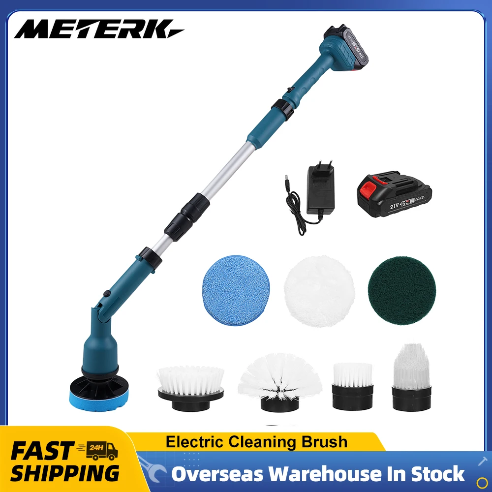 

21V Electric Spin Scrubber Multi-Function Lithium Retractable Cleaning Brush Cordless Shower Cleaning Brush 2 Adjustable Speeds