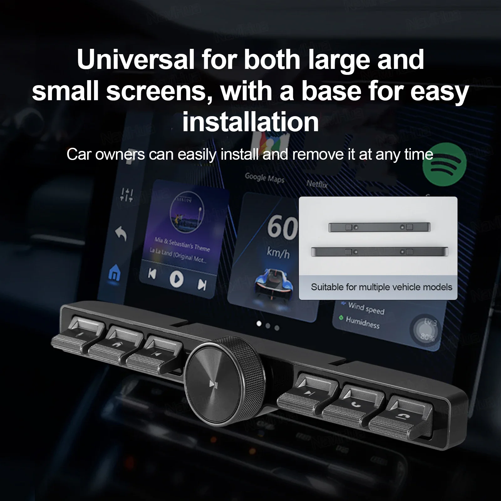 

NaviHua Smart Steering Wheel Controller Wirelss Control Button 7 Keys Intelligent Party Control Adjust Volume LED Button