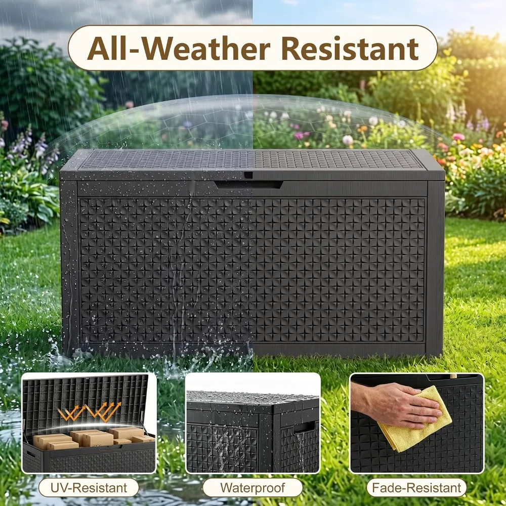 170 Gallon Outdoor Storage Box Waterproof Deck Box Toy Storage Bin