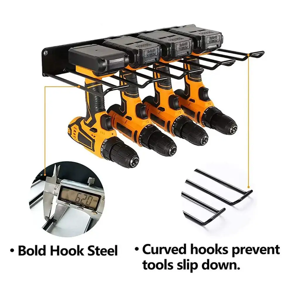 Imagem -05 - Mão Power Tool Organizer Rack Parede Montado Armário de Ferramentas Flutuantes Broca Elétrica Titular Pesados para Oficina de Garagem