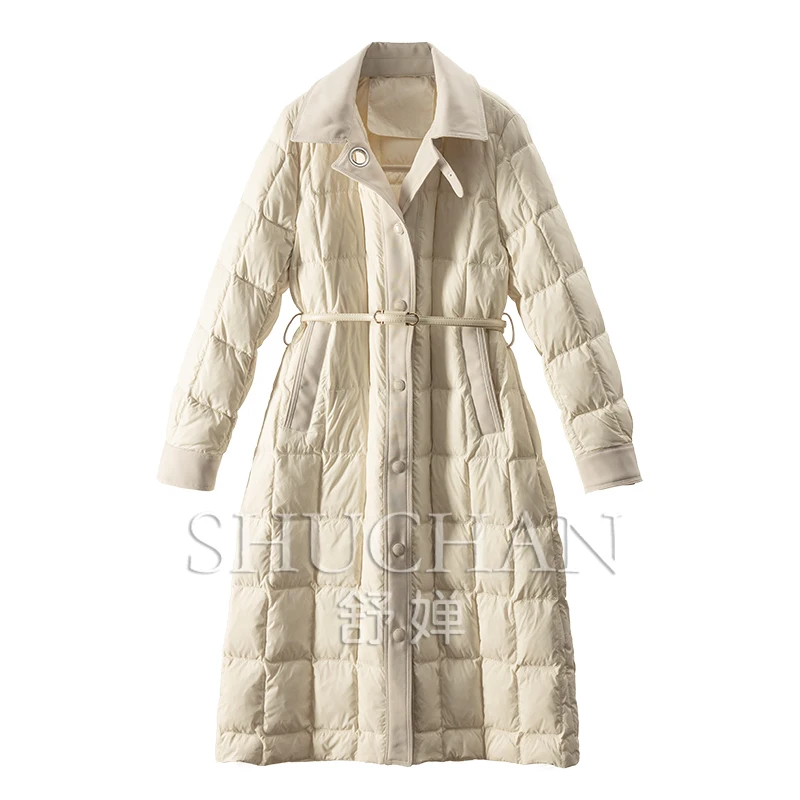 Thin Light Warm Winter Design Sense Fashionable Splicing 90 White Goose Down Clothing Women Casacos Femininos Inverno