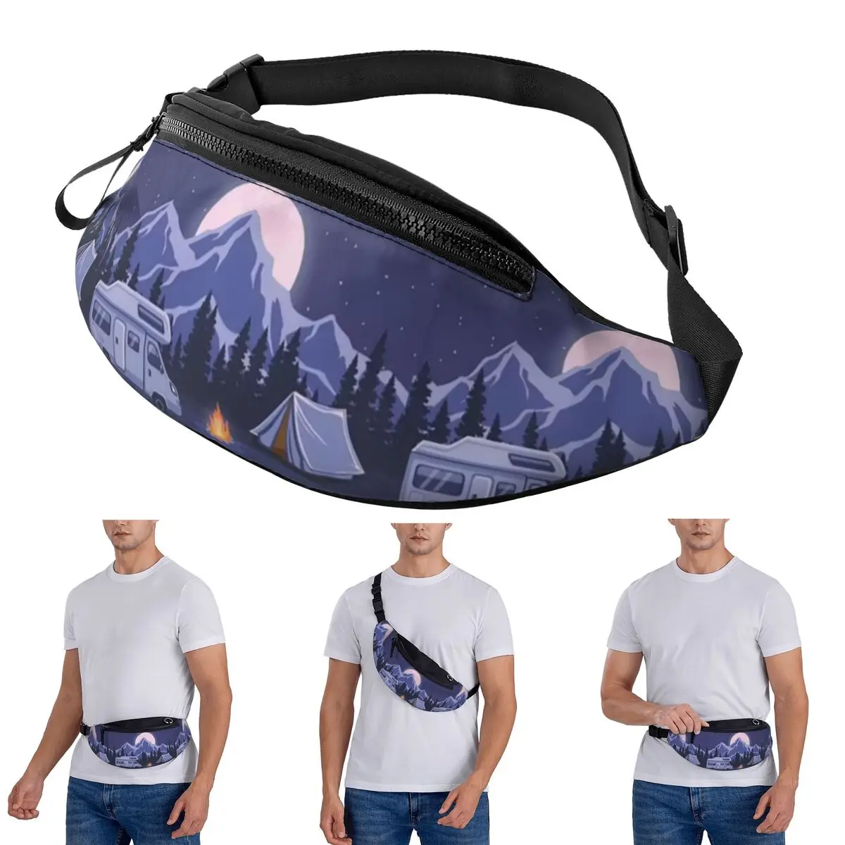 

Crossbody Waist Bag Happy Campers Men Women Fanny Pack Traveling Running Money Phone Pouch