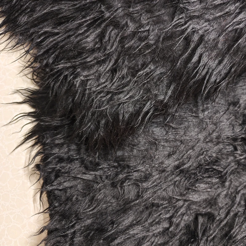 Black Fur Fabric for Coat Vest Stage Cosplay DIY Accessories Short Fake Fur Material for Toy