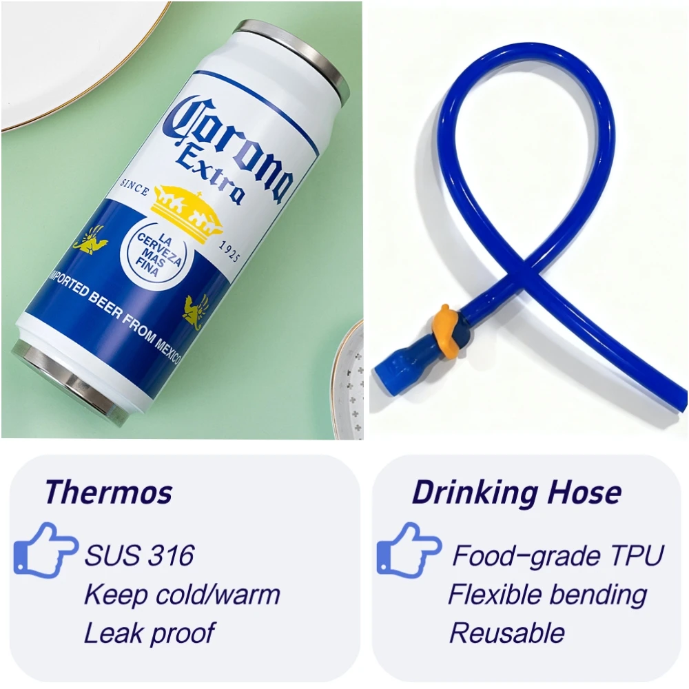 Termos 500ML dengan Selang Panjang untuk Hidrasi Balap, Minum Air, Baja Tahan Karat 304, Menjaga Dingin, Bersepeda, Mendaki, Berkemah, Tumbler