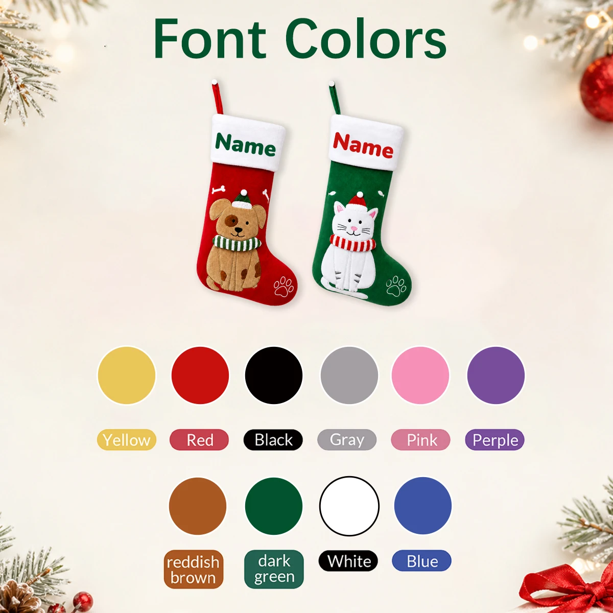 Custom Name Dog Cat Embroidery - Embroidery Xmas Decorations 评论和价格
