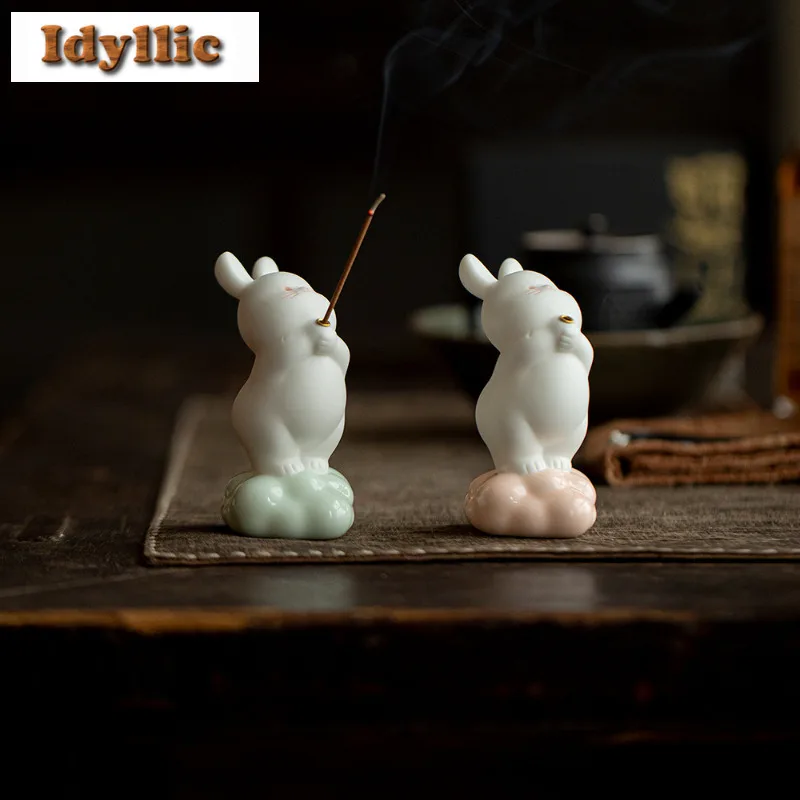 لطيف أرنب حامل البخور ضباب التدخين البواخر البخور الشعلات الوقوف للبخور عززات مبخرة اكسسوارات داخلية الحرفية