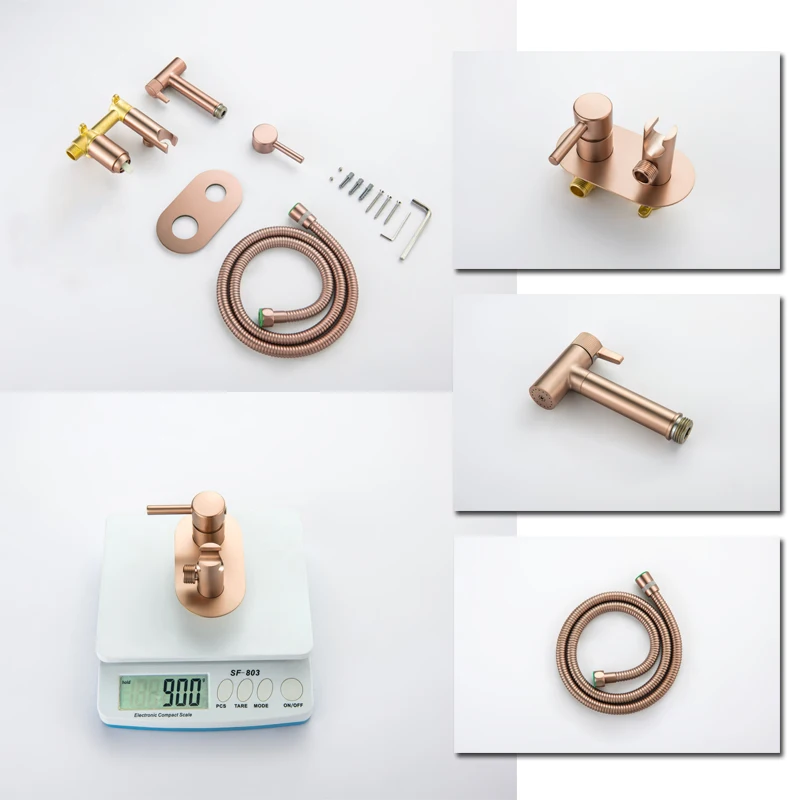 Portable Bidet Sprayer Set Black Spray Toilet Faucet Brass Hot Cold Water Mixer Bathroom Shower Head Douche Kit Brushed Gold