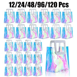 Confezione regalo olografica Sacchetti regalo trasparenti iridescenti Borse tote riutilizzabili in PVC Borse per la spesa riutilizzabili Forniture per feste di nozze