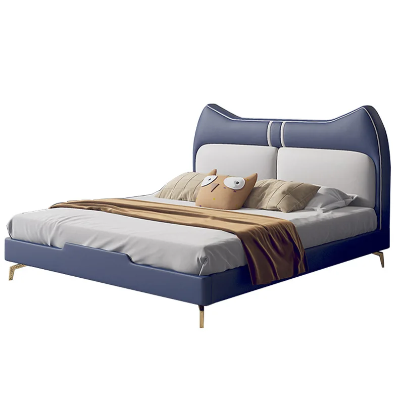 

Light luxury modern minimalist teen soft children's teen bed boys and girls 1.5m children's room