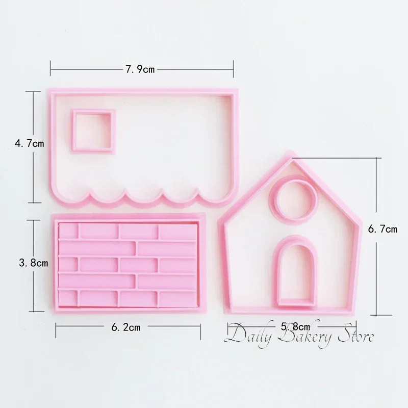 3D Cartoon Christmas Gingerbread House Cookie Mold Handmade Cabin DIY Assembly Baking Biscuit Cutter Fondant Cake Decor Tools