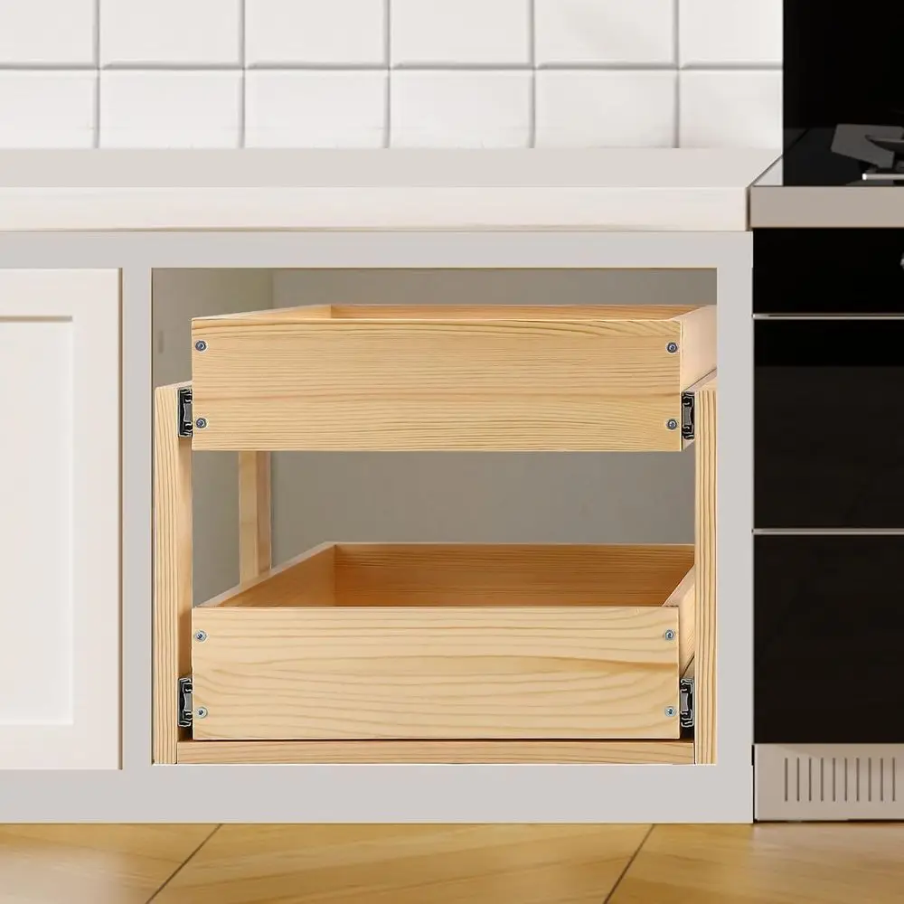 منظم درج إغلاق ناعم من طبقتين 23 وات × 21 عمقًا × 16 ساعة للمطبخ والخشب والتخزين عالي التحمل #6