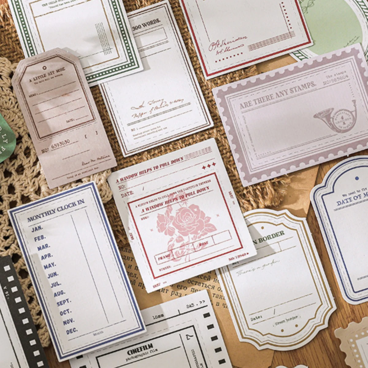 

Dawn Overture Series Vintage Border Label Relief Memo Pad Creative DIY Journal Material Collage Stationery