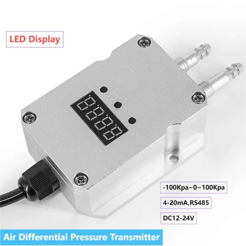 

DC24V Micro Air Pressure Transmitter LED Display -50Pa 100Pa 1Kpa 5Kpa Wind Differential Pressure Transducer