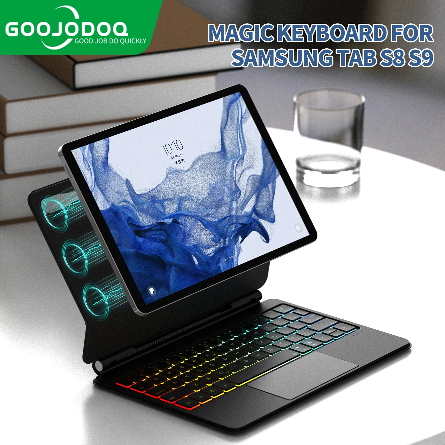 Imagem -02 - Capa Magnética do Teclado Mágico com Teclado Touchpad Tampa Retroiluminada do Suporte Fólio para Samsung Galaxy Tab s9 s8 s7 11