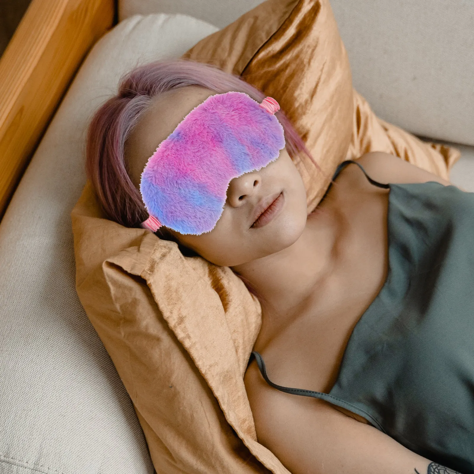 

4Pcs Sleep Eye Mask Colored Soft Eye Cover Elastic Strap Comfortable Sleeping Blindfold Sleep Blindfold for Travel Party