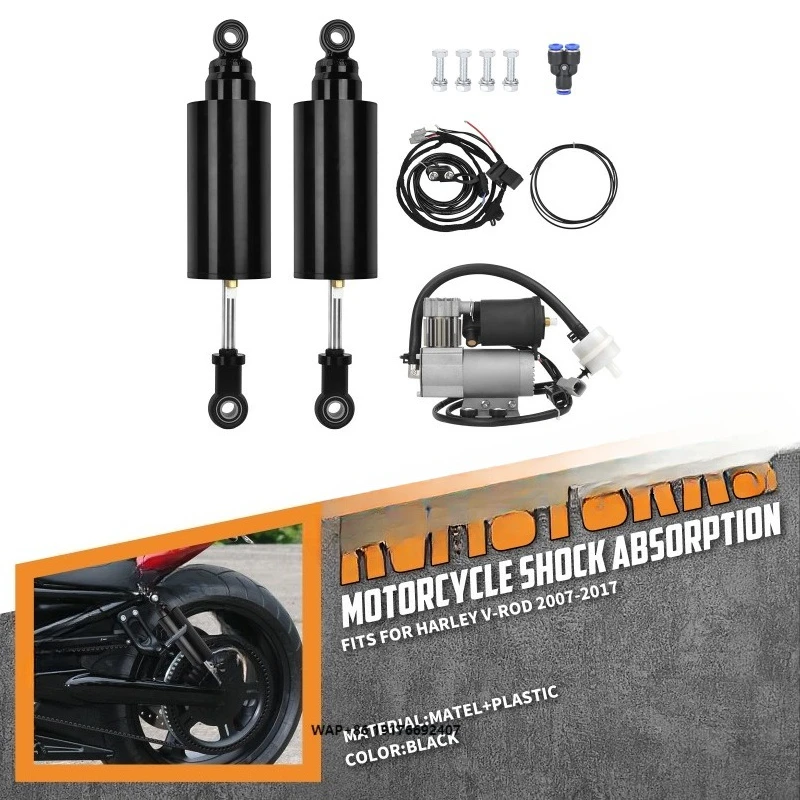 Motorcycle Rear Shock Absorbers Adjustable Air Suspension Kit for  V-Rod 2007-17 Muscle Night Rod Special VRSCR Street Rod