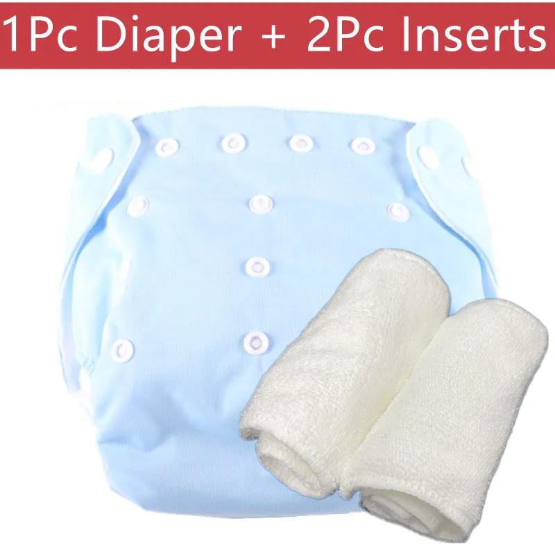 1 PC Diaper +2PC 3layers Inserts Baby Adjustable Washable Cloth Nappy Snap Waterproof Baby Nappy