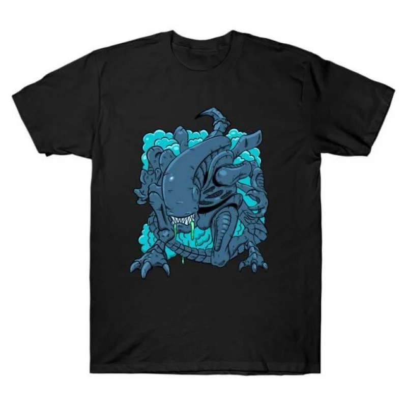 

0410 Space monster Sci-Fic Alien Gift T-Shirt Weyland Xenomorph Yutani 100% cotton Short Sleeve Graphic clothes All size tops