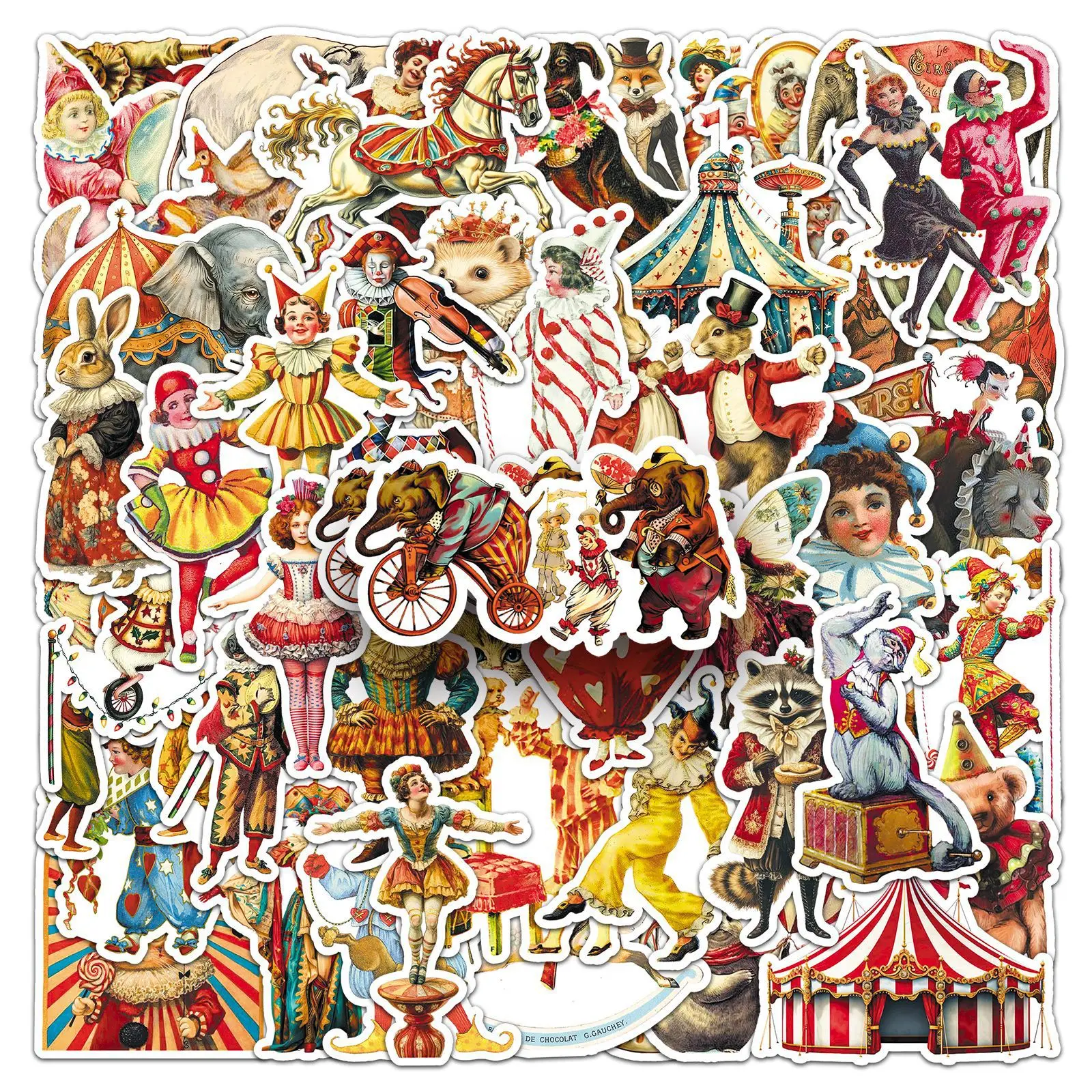 

50PCS Cartoon Retro Circus Sticker Creative Decoration Mobile Phone Case Notebook Water Cup Skateboard Graffiti Toy Gift Sticker