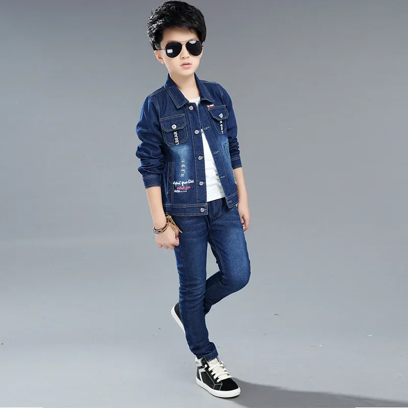 Boys Spring and Autumn Children\'s Two Piece Set for Kids Clothing Boys Denim Set