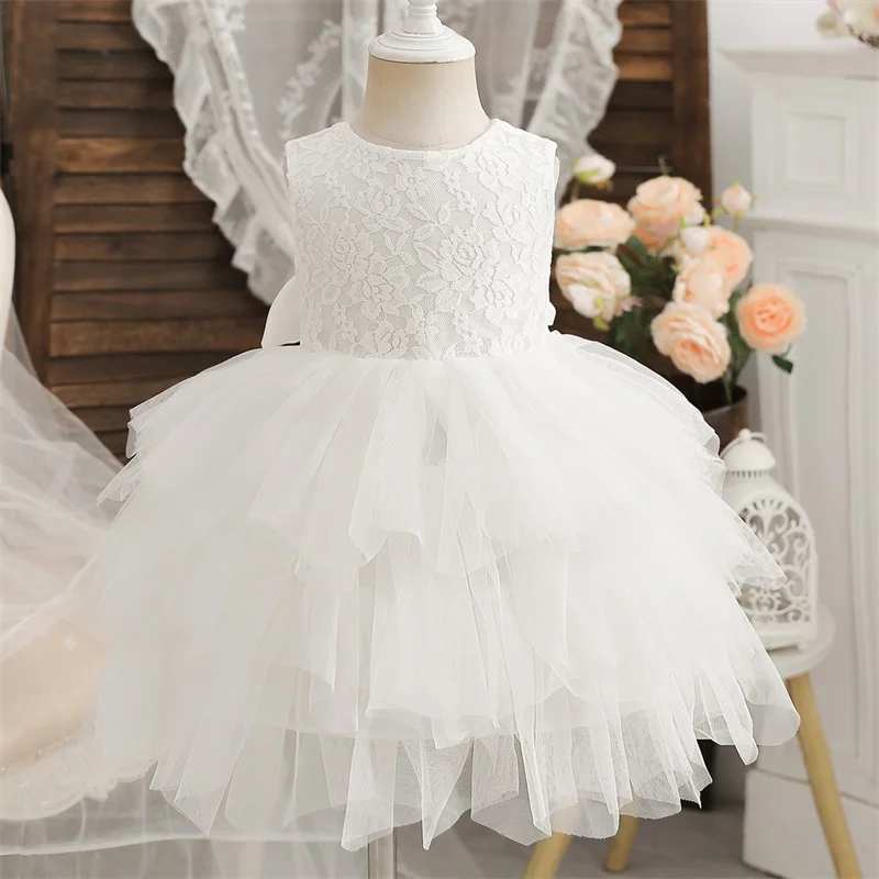 Summer New Baby Girl Dress Embroidery Flower Birthday Backless Tulle Dress Newborn Baptism Dress Christmas Party Costume 2-6Yrs