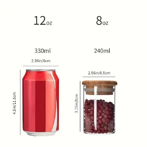 12 पीस/सेट एयरटाइट ग्लास स्टोरेज जार बांस के ढक्कन के साथ चाय, कॉफी, चीनी के लिए पोर्टेबल और पारदर्शी कंटेनर घर के किचन के लिए 8 best sales रसोई कनस्तर सेट - №2