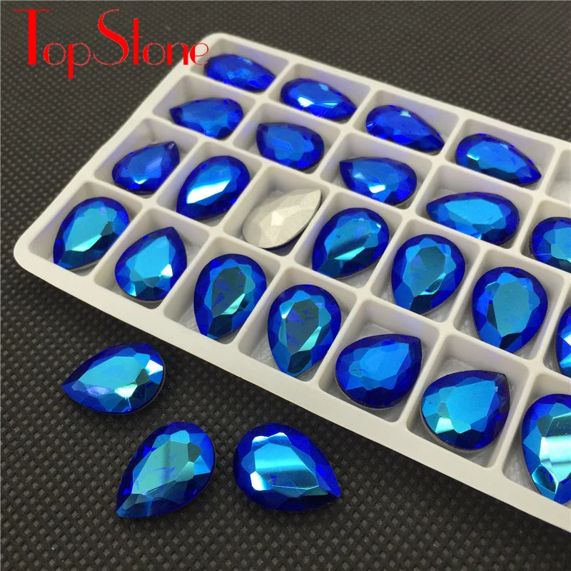 TopStone زجاج كريستال دمعة يتوهم حجر وأشار الظهر حجر الراين حجم 10x14 مللي متر 13x18 مللي متر 18x25 مللي متر 20x30 مللي متر