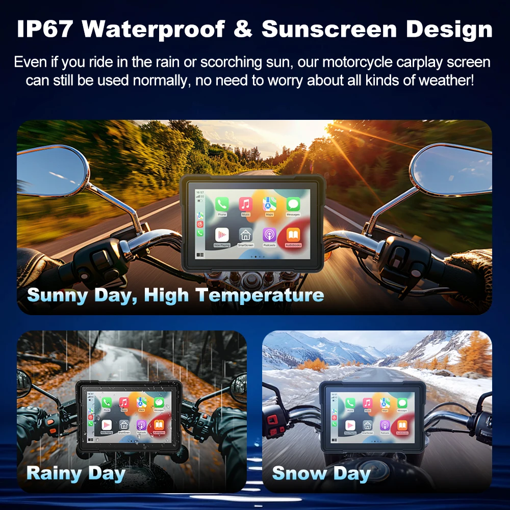 BEPOCAM 5-Zoll-Motorrad-GPS-Navigation Drahtloses Carplay Android Auto Dual DVR Drive Recorder Moto Monitor WIFI IPX7 Wasserdicht – Detail 11