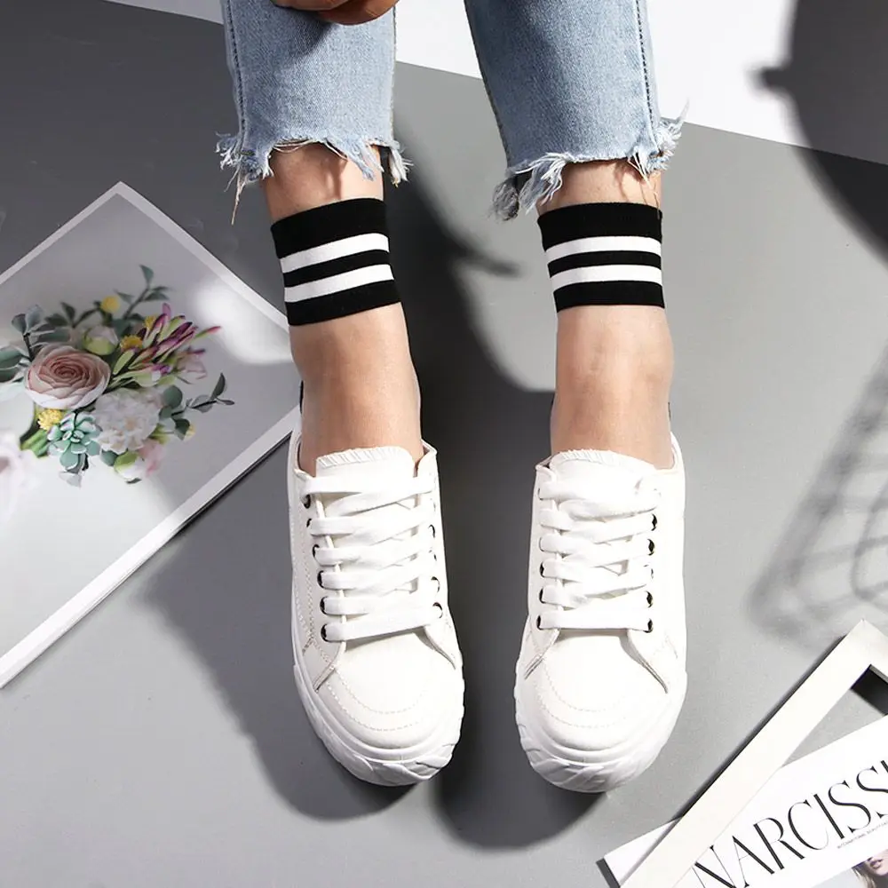 

Cute Christmas Glass Silk Transparent Harajuku Thin Socks Ankle Socks Rainbow Short Socks