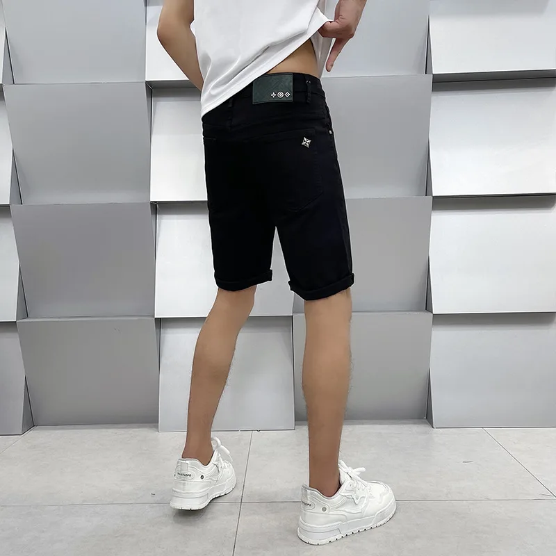 

202 4New Simple Slim Fit Denim Shorts Men's Summer Thin Street All-Match Fashion Fashion Brand Fifth Pants