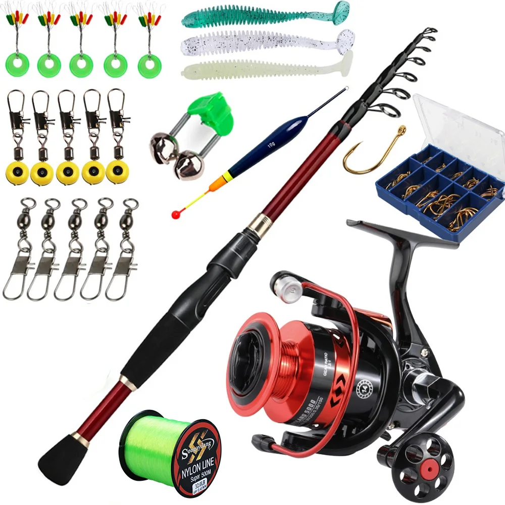 

Sougayilang Spinning Fishing Set 1.8-2.4m Carbon Fiber Rod 1000-4000 5.2:1 Spinning Reel with 500m Fishing Line and Accessories
