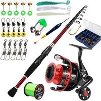 Sougayilang-Juego de pesca giratoria, caña de fibra de carbono de 1,8-2,4 m, 1000-4000, 5,2: 1, carrete giratorio con sedal de pesca de 500m y accesorios