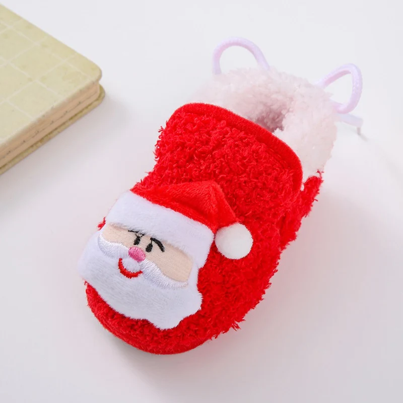 

Infant Halloween Christmas Booties Soft Baby Pumpkin Santa Claus Winter Warm Fleece Slippers Snow Boots Crib Shoes