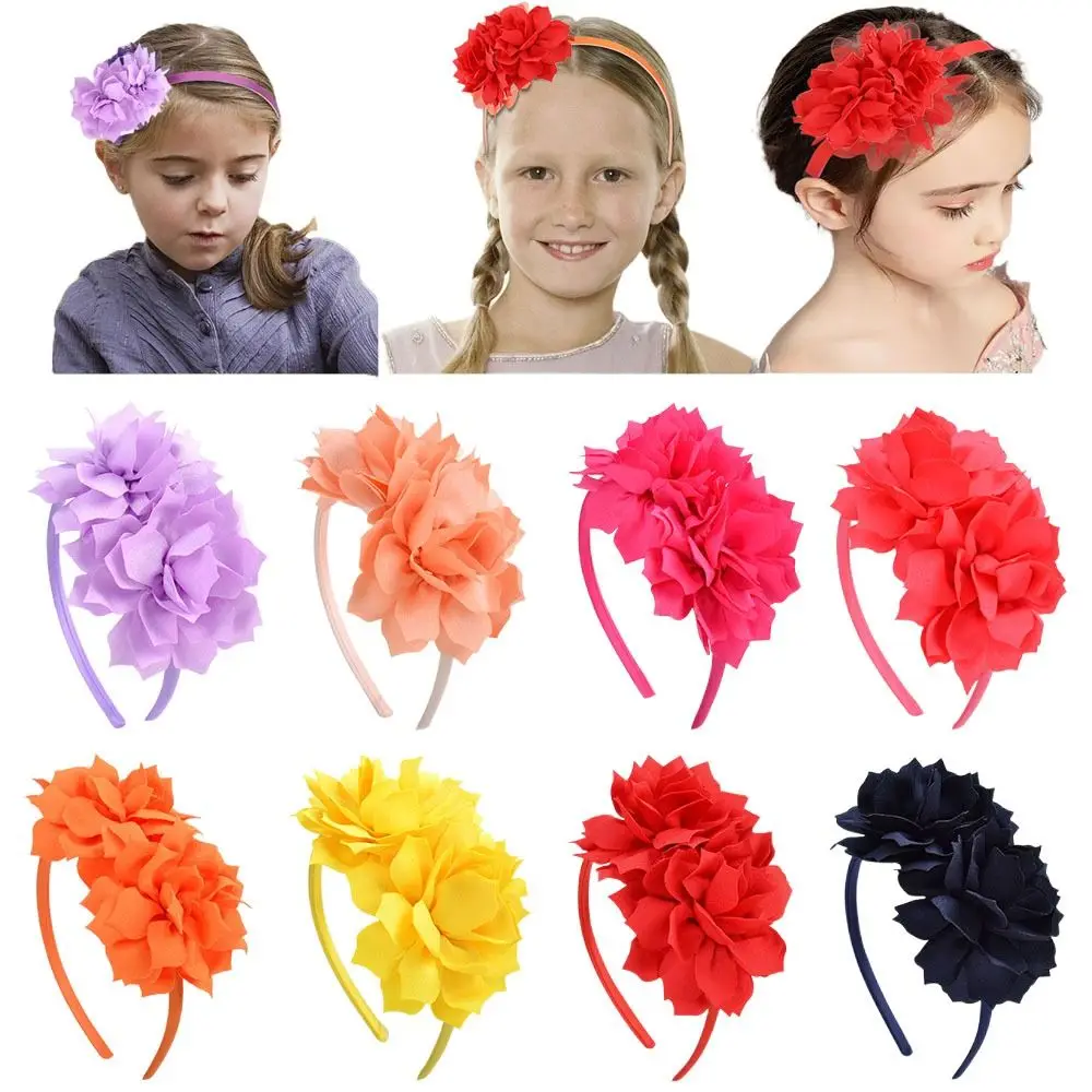 Grosgrain Ribbon Big Flower Headband Hair Accessories Headwear Hair Band Head Hoop Crown Hairbands Bows Hair Hoop Children Girls