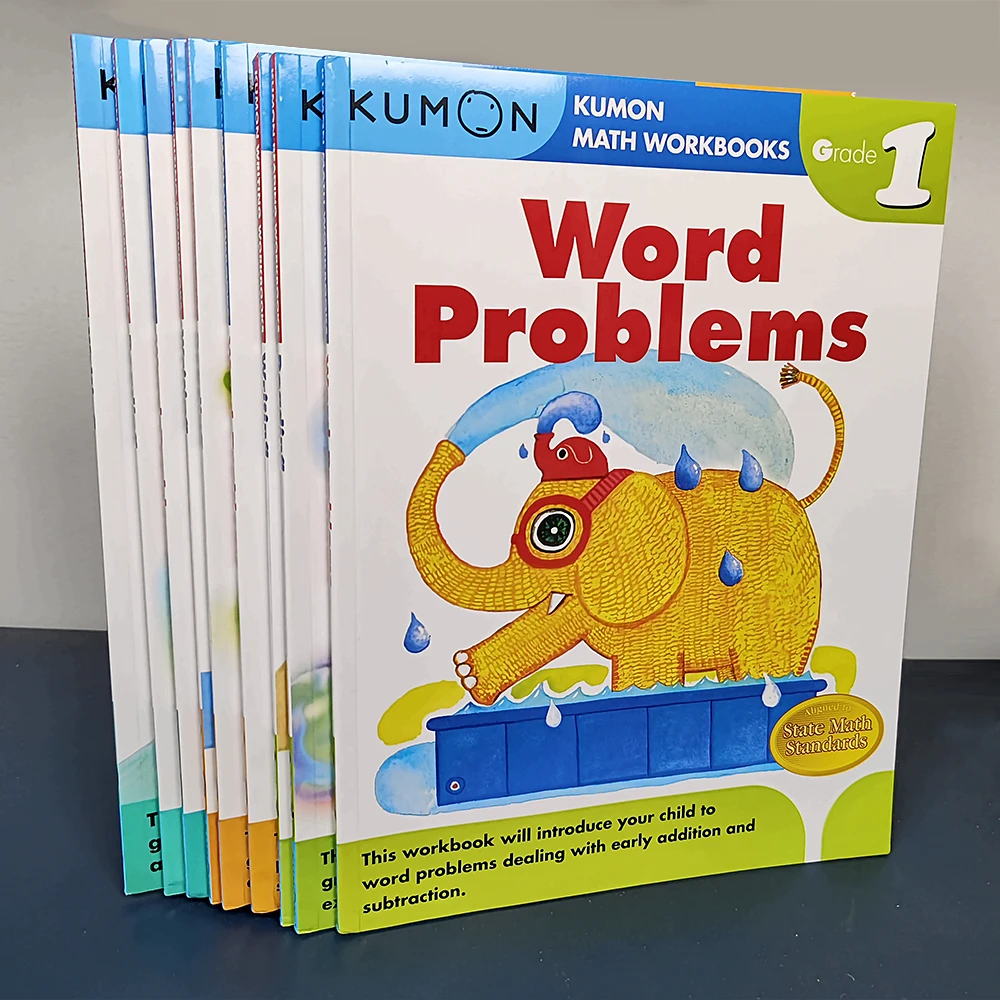 3 books Kumon Math Workbooks English Workbook  Application Questions For Grade 1-6 English Book