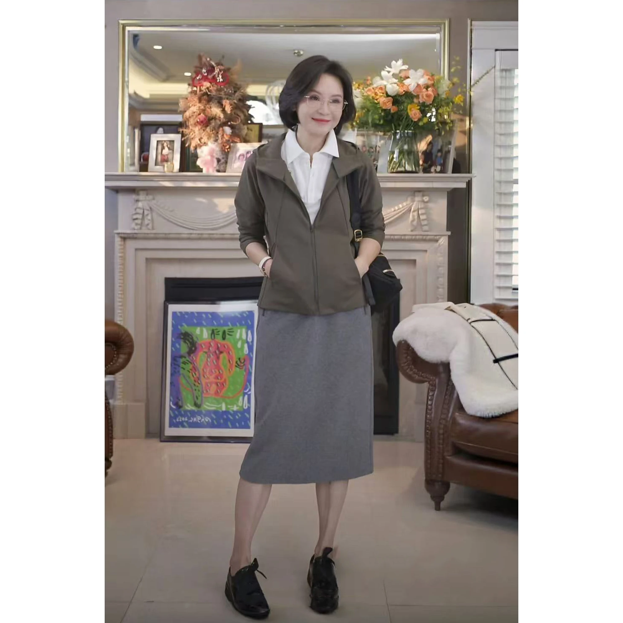 

Caped Elastic Double-Sided Knitted Embroidered Autumn Harvest Waist Dstring Hooded Jaet Casual Sle Polyester Fiber