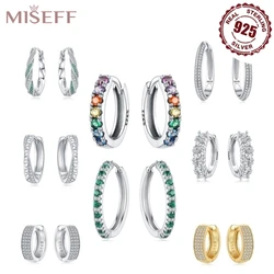 MISEFF Large Double Circle Hoop Earrings with simple Style Rainbow earrings Zircon 925 Sterling Silver Lady Gifts Fine Jewelry