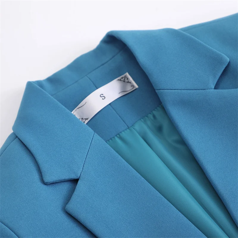 春秋白黒青カジュアル長袖ブレザージャケット女性2025ファッション新作シングルボタンオフィスレディージャケットアウター