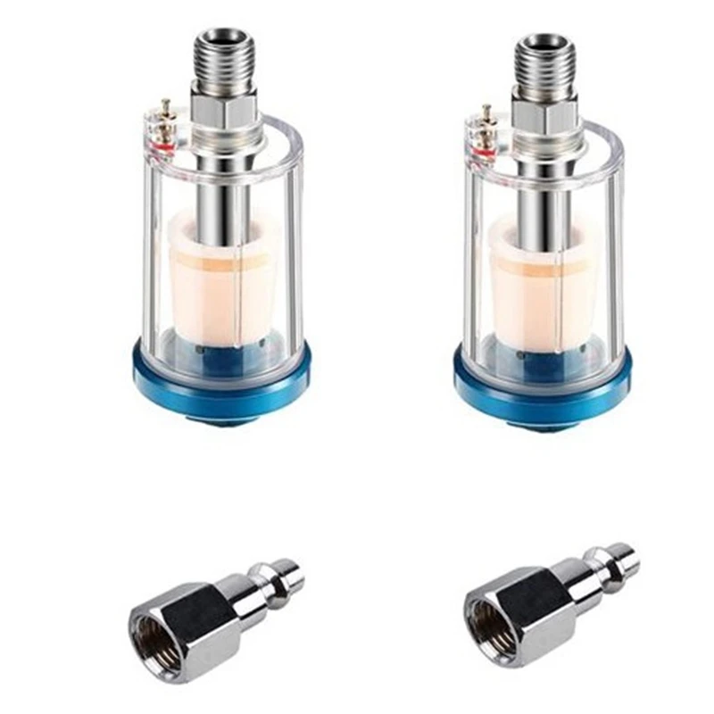 

2 Pcs Air Compressor Filter Oil Water Separator Air Dryer Air Tools Npt With Connector For Zinc Alloy