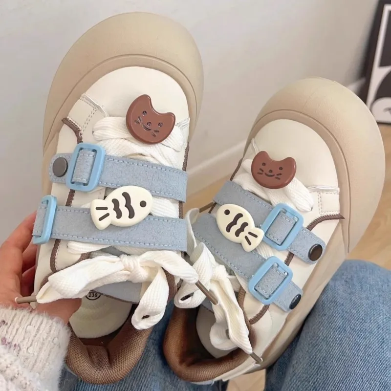 2025 zapatos de pan de dopamina de verano para mujer, zapatillas de plataforma gruesas y feas, punta redonda, zapatos informales de suela gruesa Y2K para estudiantes y niñas