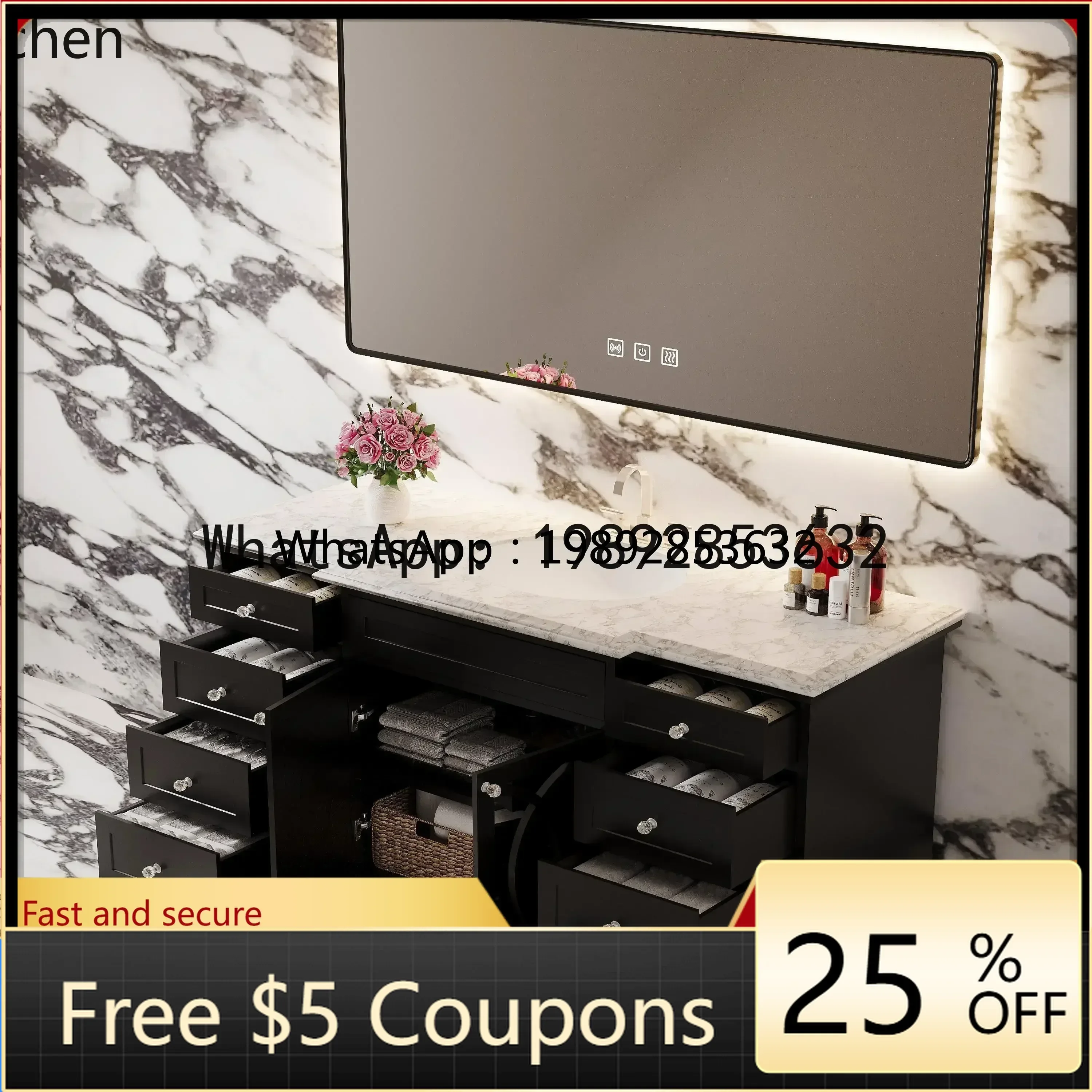 

Z2 solid wood floor seamless basin bathroom cabinet high-end basin cabinet