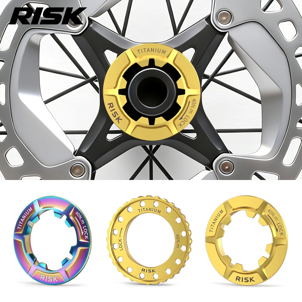 

Mounting cover for disc brake disc and hub in titanium alloy center lock cover of road bicycle