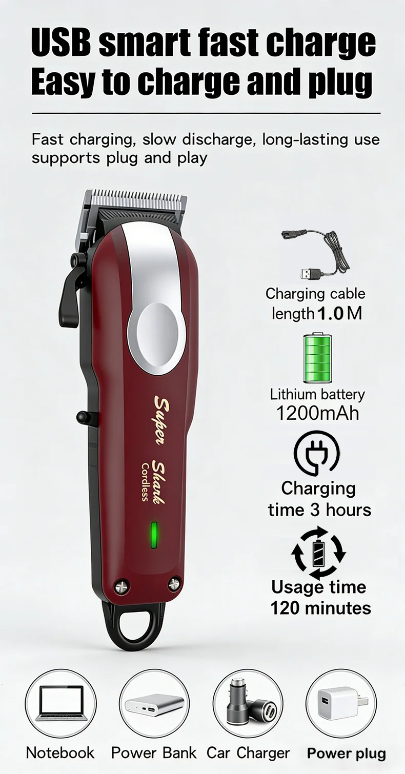 USB-Aufladbarer Professioneller Haarschneider für Männer mit LED-Anzeige, Kabelloser Trimmer, Haarpflege-Set für Zuhause, Ideales Geschenk für Männer – Detail 11