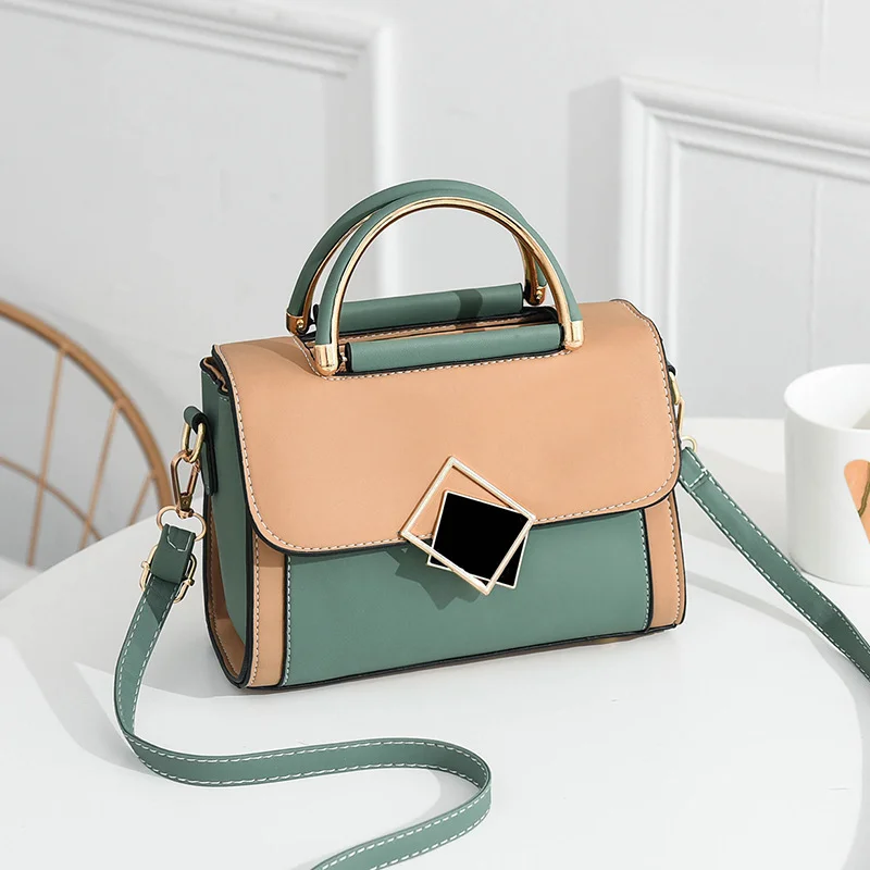Fashionable women's crossbody bag, vintage new style, textured handbag, single shoulder, color-blocking, light luxury, small squ image 3